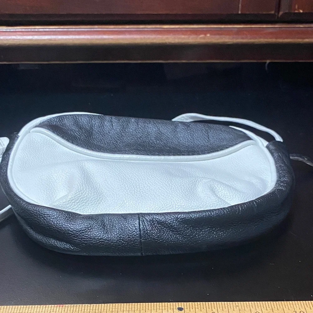 Vintage Black and White Women's leather Crossbody Bag